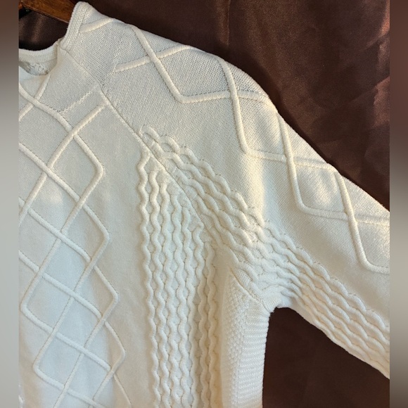 Cyrus of New York Cream mock neck chunky cable knit pullover sweater size XL - Picture 7 of 16